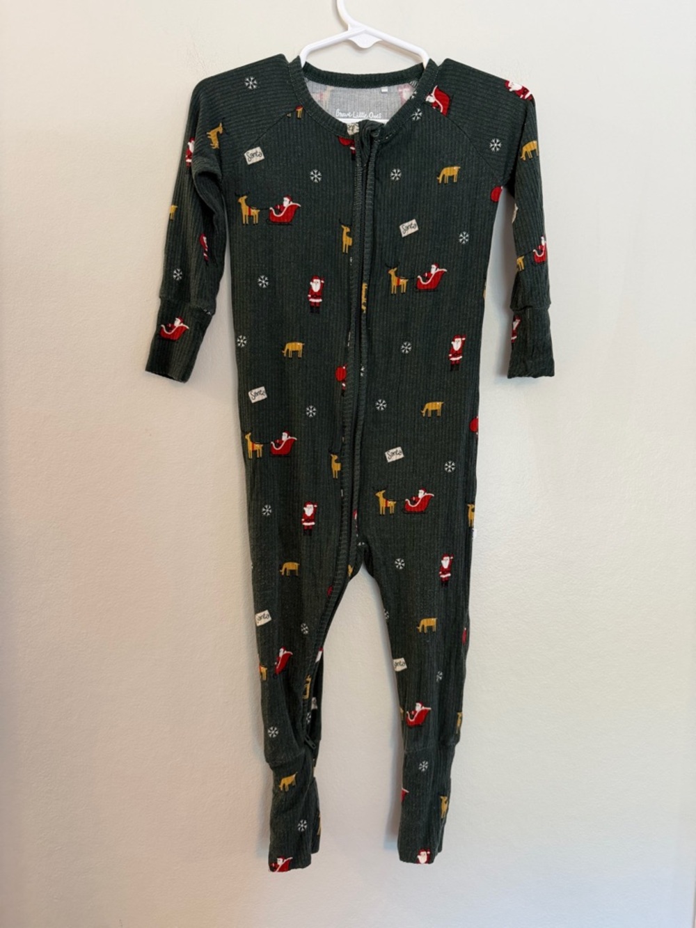 Brave Little Ones Bamboo Christmas Pajama Santa One Piece 12-18M